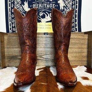 Stallion Goblin Majestic Full Nile Croc. Center Cut w/Tooled Overlays size 11D